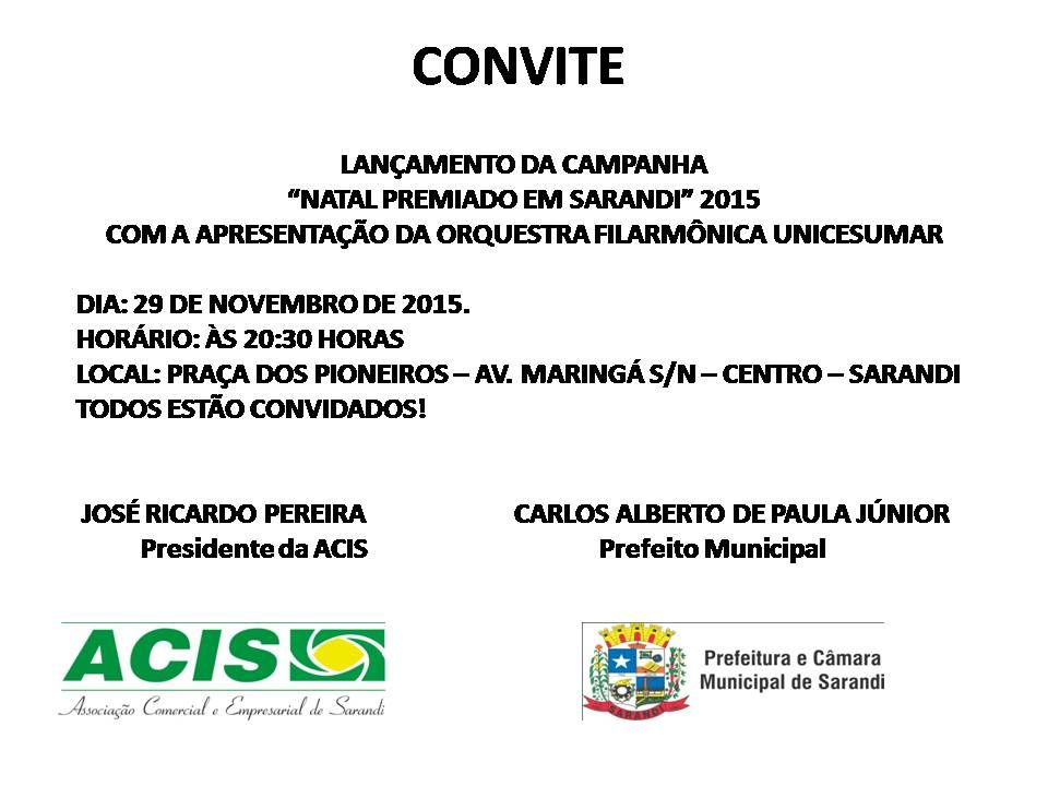 Lançamento da Campanha do Natal 2015 sera no domingo 